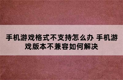 手机游戏格式不支持怎么办 手机游戏版本不兼容如何解决